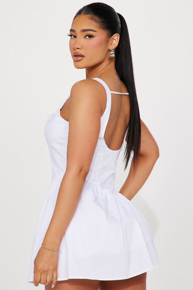 Anna Poplin Mini Dress - White